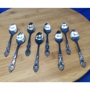 Accord Rose Trio Stainless Steel Sugar Spoon Set of 8 in box